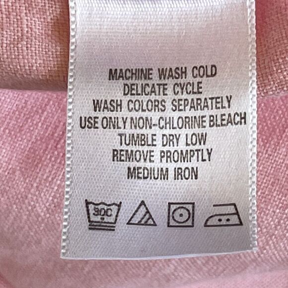 Chadwick's Button-Up Top Women Size 16 Pink 100% Linen Long Sleeve Pocket - Picture 8 of 12